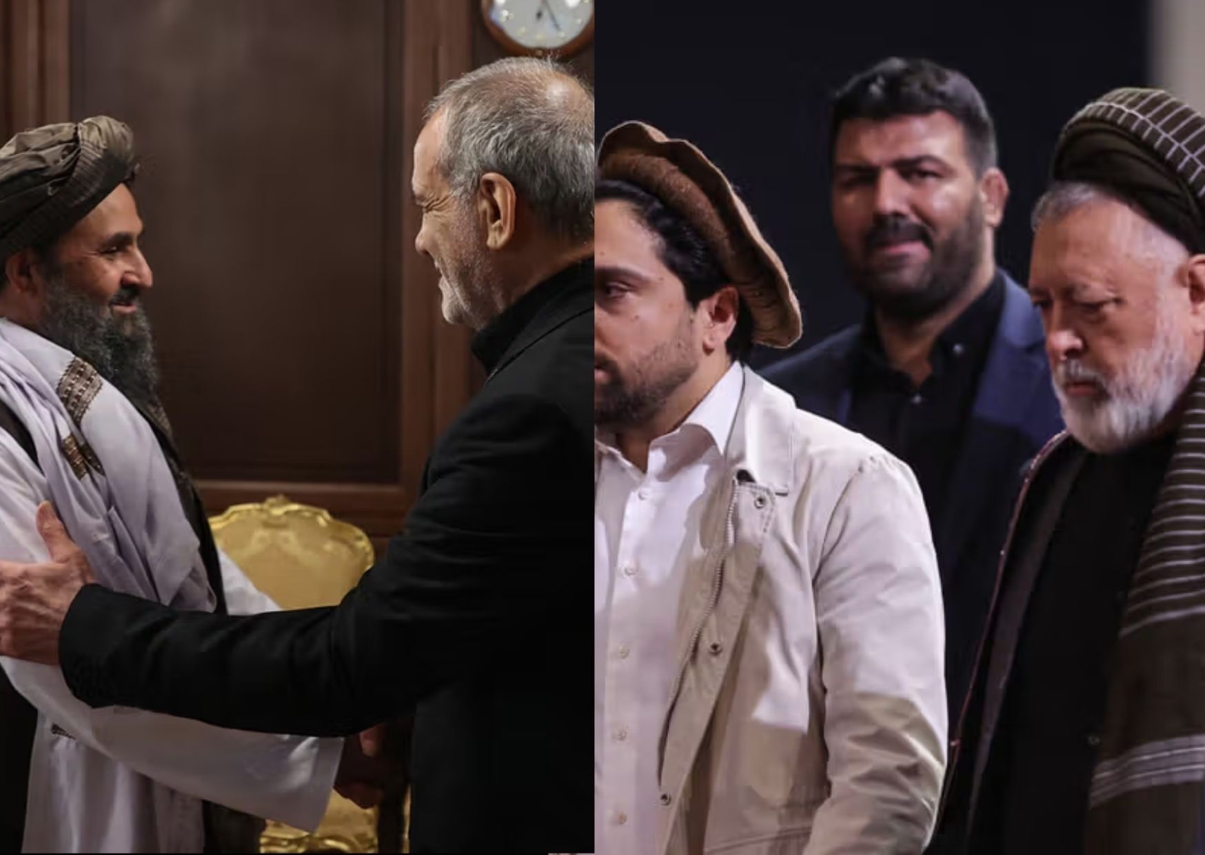 حضور همزمان طالبان و محمد محقق و احمد مسعود در مراسم تشییع جنازه خامنهای
